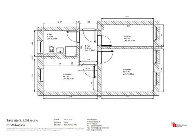 Grundriss Talstrasse 3 1OG re Wohnungs- und Verwaltungsgesellschaft Nossen mbH