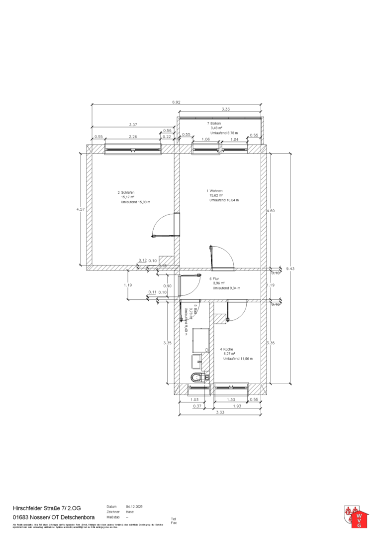 Hirschfelder Strasse 7 2OG rechts Wohnungs- und Verwaltungsgesellschaft Nossen mbH
